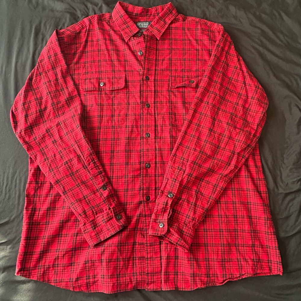 Polo Ralph Lauren Men’s XL Whitfield Red Black Plaid Long Sleeve Button Up Shirt